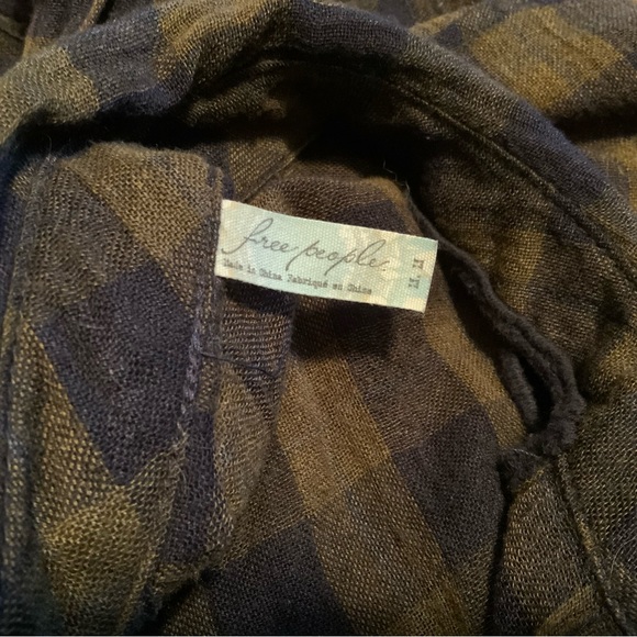 FREE PEOPLE Ladies Plaid Button Front Long Sleeve Shirt Top Size Large - Picture 6 of 7